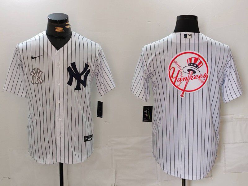 Men New York Yankees Blank White Stripe Game 2024 Nike MLB Jersey style 14->new york yankees->MLB Jersey